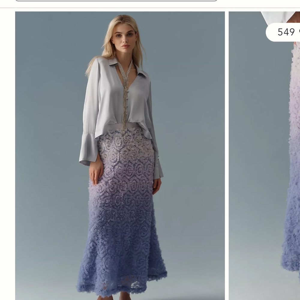 Anthropologie Ombre Tulle Midi Skirt NWT Size Medium EASTER perfect
